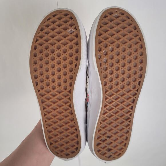 Vans Asher white and black chevron floral slip on canvas sneakers size 4 Boho - Picture 9 of 9